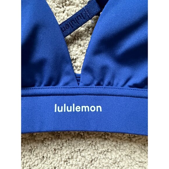 Lululemon License to Train logo triangle bra |Blazer Blue Tone Size 6 - Picture 3 of 8